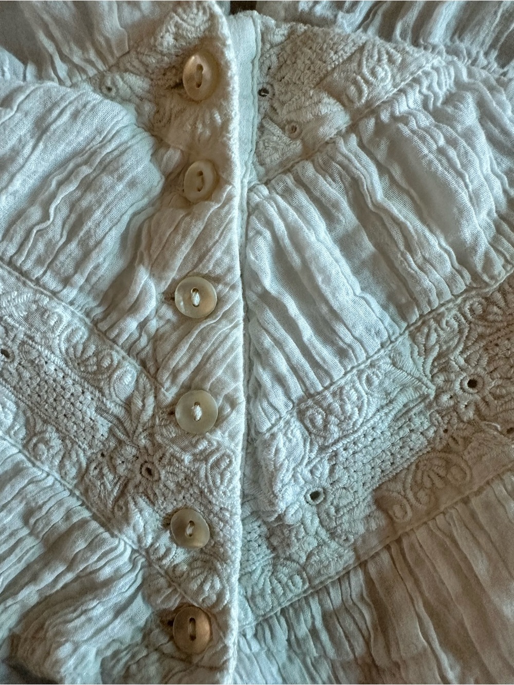 Free People White V-Neck Buttoned Peasant Blouse - Picture 7 of 10